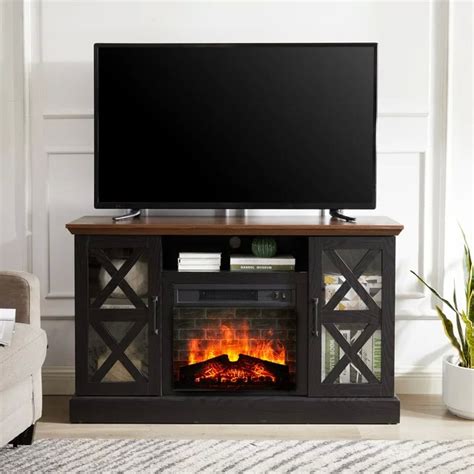 Mainstays Farmhouse Fireplace Tv Stand For Tvs Up To 55 Blackwalnut