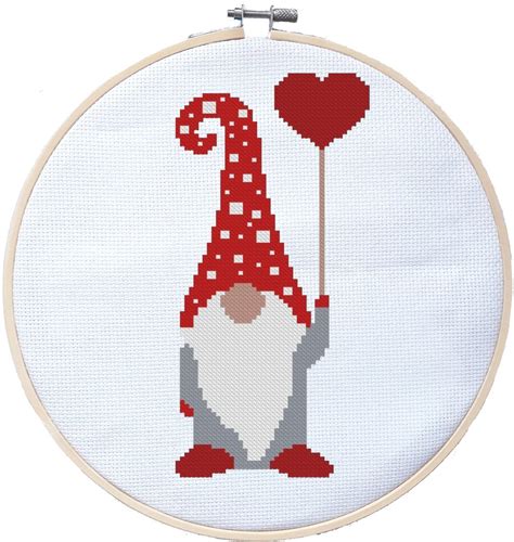valentine s t cross stitch pattern pdf gnome cross etsy
