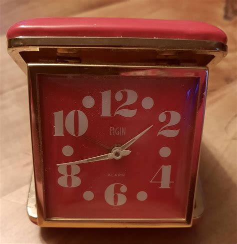 Vintage 1960s Elgin Travel Alarm Clock Red Brass Housing Etsy