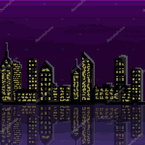 Illustration Of Pixel City Vector Of Pixel Art City Stock