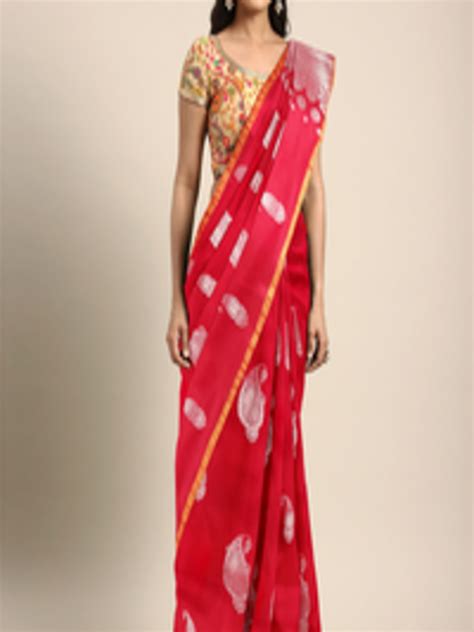 Buy Viva N Diva Red And Silver Woven Design Silk Blend Saree Sarees For Women 9895439 Myntra