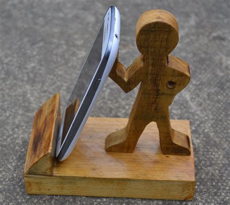 Mobile Phone Smartphone Stand Made From Reclaimed Timber By