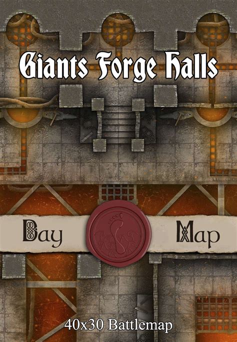 40x30 Battlemap Giants Forge Halls Seafoot Games Dungeons