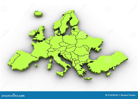 Europe Map In Green Stock Illustration Illustration Of Cartography