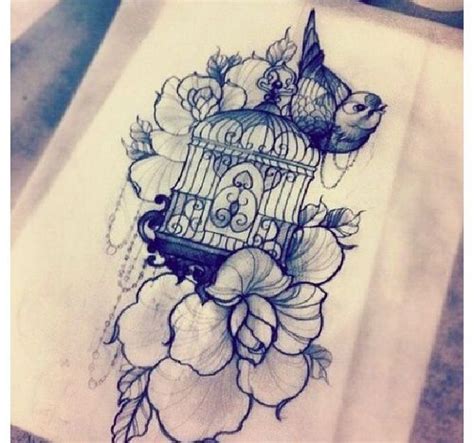 Bird Cage And Flower Tattoo Design Cage Tattoos