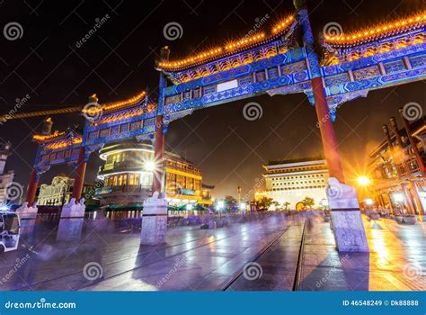 Beijing Qianmen At Night Editorial Stock Image Image Of Chinese 46548249
