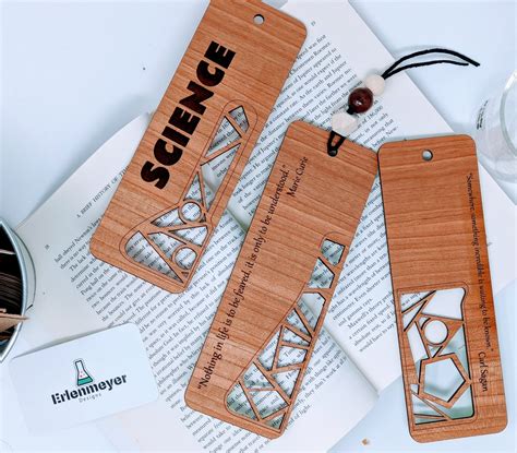 65 Personalized Wooden Geometric Science Bookmarks Erlenmeyer