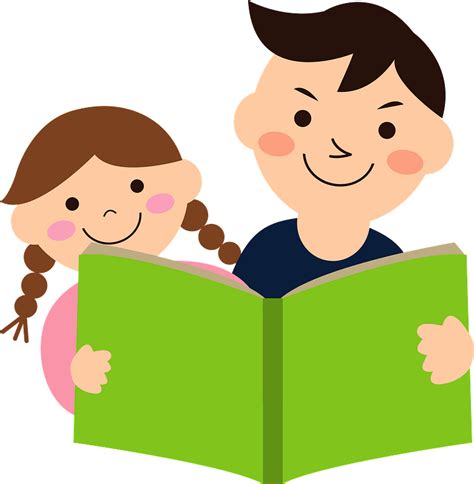Father And Daughter Are Reading A Book Clipart Free Download