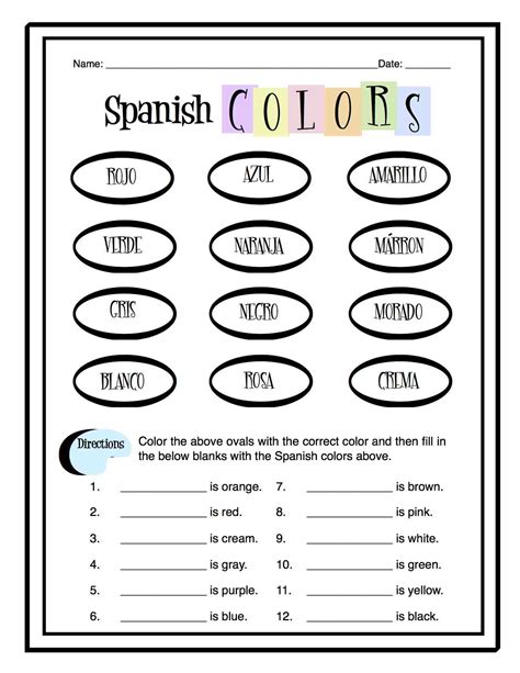 Los Colores Recognizing Spanish Color Names Coloring Worksheet Freebie
