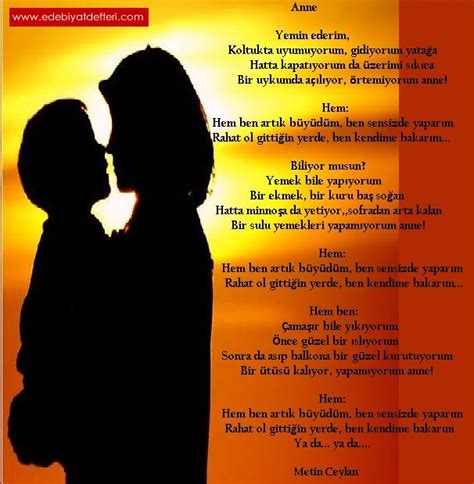 Annelerimize sevgimizi yalnızca anneler günü gibi özel günlerde değil. Anne şiiri - metinceylan - Edebiyatdefteri.com