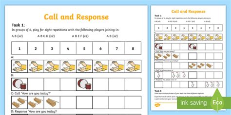 Rhythm Reading Worksheet Call And Response Nz Primary