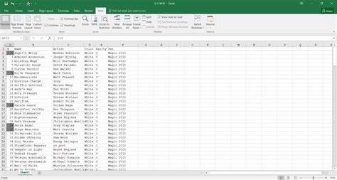 Excel Spreadsheet Lists Rmagictcg