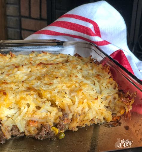 Hashbrown Hamburger Casserole With Veggies And Cheese Recipe Thrifty