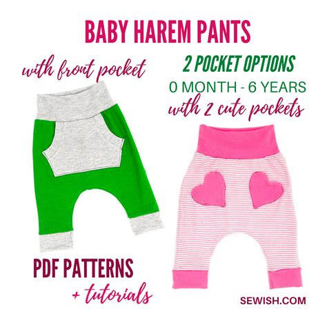 Baby Harem Pants With Pockets Sewing Patterns Sizes 0 Month 6 Years