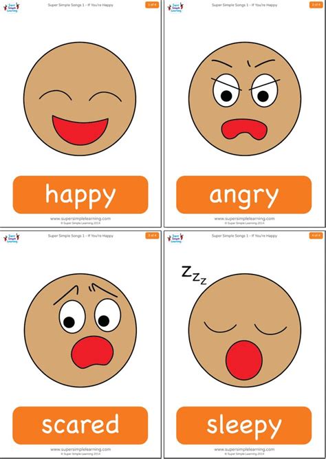 Open the pdf and print. If You're Happy Flashcards | English for kids | Flashcards for kids, Emotions activities e Free ...