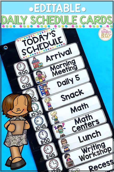 Daily Schedule Cards Editable With Times Daily Schedule Cards