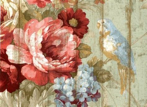 Free Download Bird Rose French Cottage Floral Victorian Wallpaper