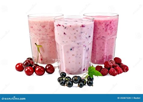 Milk Shakes With Berries In Glass Stock Photo Image Of Food Cream