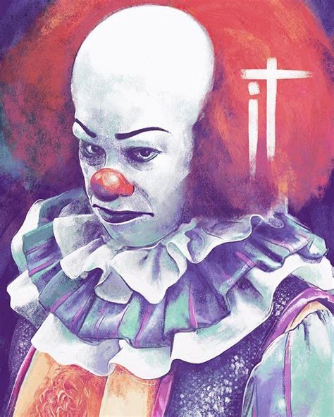 Pennywise Evil Clown From It Movie By Stephen King Illustration By