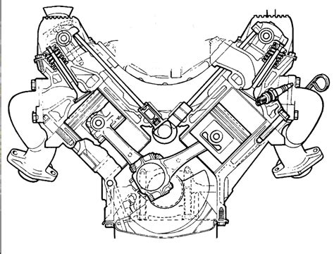 Draw in the necessary air/fuel. V8 Engine Drawing at GetDrawings | Free download