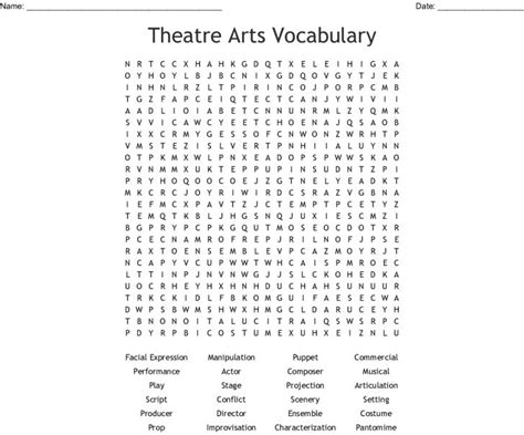 Theatre Arts Vocabulary Word Search Wordmint Word Search Printable