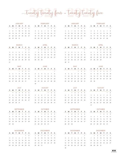 2024 2025 Two Year Calendars 10 Free Printables Artofit