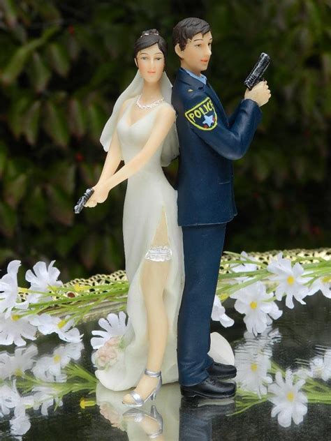 Police Officer Bride Groom Guns Wedding Cake Topper Law Etsy In 2021