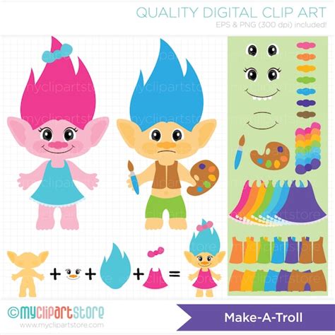 Vector Clipart Make A Troll Troll Making Kit Troll Hair Rainbow