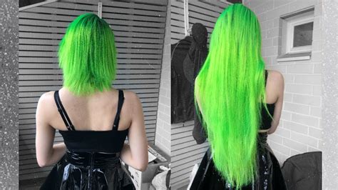 Lime Green Hair Dye Tutorial Applying Clip On Extensions