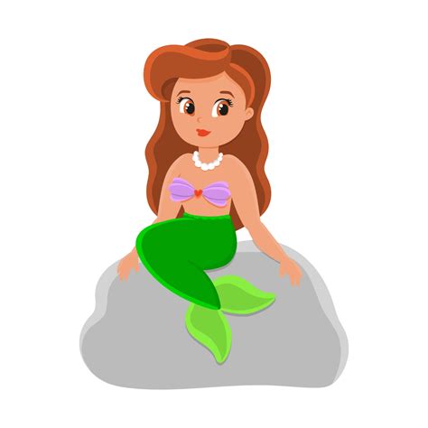 Cute Character Little Mermaid Colorful Vector Illustration Cartoon