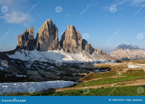 Three Peaks Of Lavaredo View From Refuge Locatelli Dolomites Italy