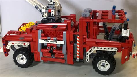 Super Big Lego Technic Fire Engine Red Fire Truck Wih Lifting Basket