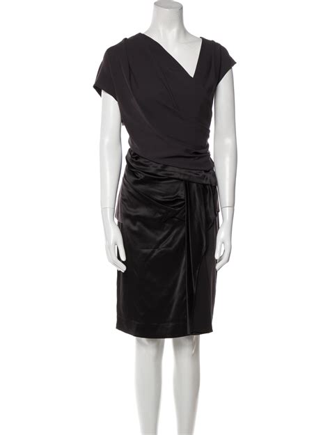 Helmut Lang Asymmetrical Knee Length Dress Black Dresses Clothing