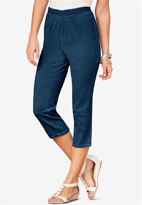 Capri Pull On Stretch Jean By Denim 247 Plus Size Shorts And Capris
