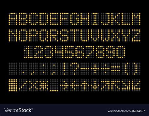 Led Display Font Dot Light English Alphabet Vector Image