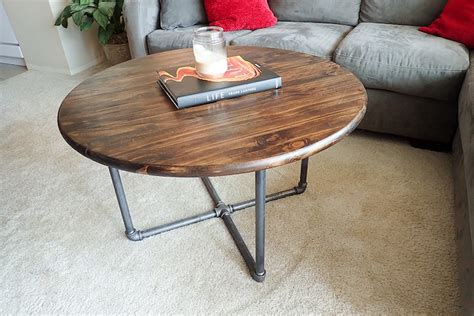 Round Rustic Industrial Pipe Coffee Table Etsy
