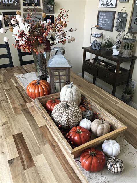 Fall Dining Room Table Decor W Pumpkins Lantern Floral Farmhouse