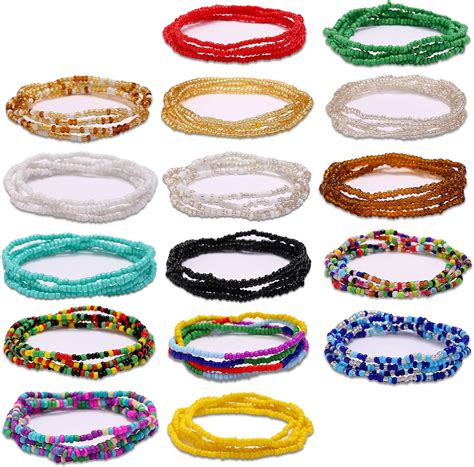 16 pieces waist bead chains boho beads waist chains，african waist bead body chain