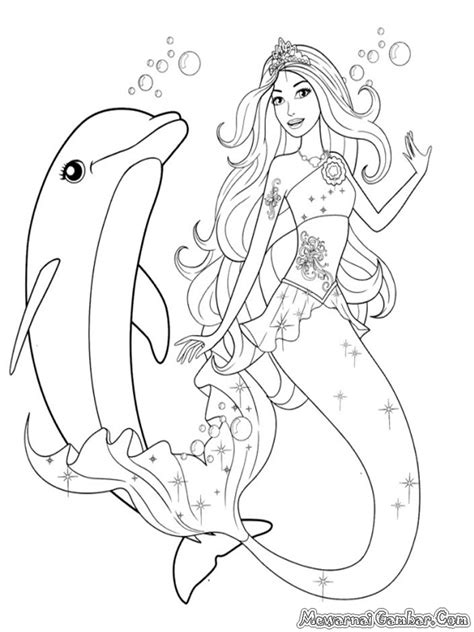 Mermaid With Dolphin Coloring Pages Coloring Home
