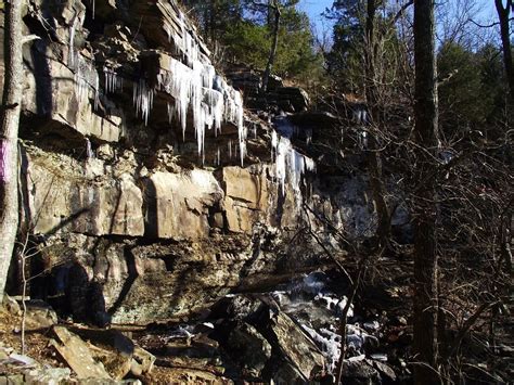 Mount Nebo Waterfall Photos With Icicles Arklahoma Hiker