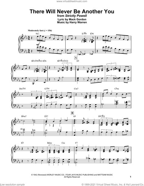 Bud Powell There Will Never Be Another You Sheet Music For Piano Solo Transcription