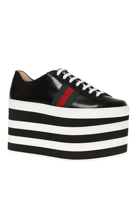 Gucci Leather High Platform Sneakers In Black Lyst