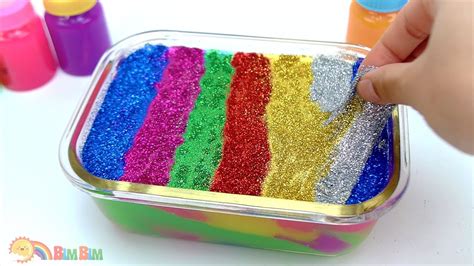 Learn Colors With Jelly Slime And Glitter Satisfying Rainbow Slime