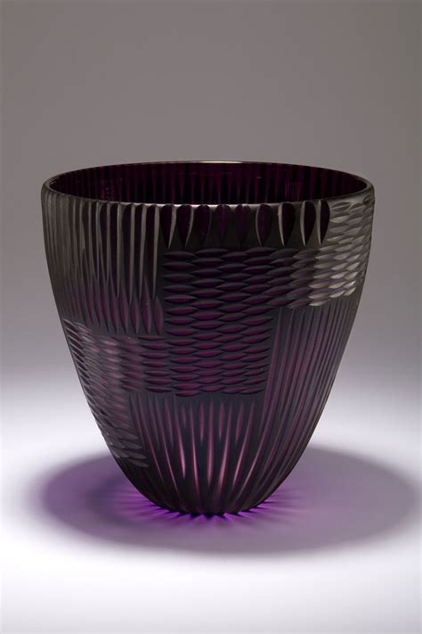 Large silver wire tree sculpture on rough cut wood base. Wheel Cut Vase in Amethyst by Christopher Jeffries (Art ...