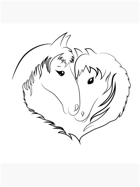 Vector Image Of Two Horses On Heart Shape Sticker By Alexx60 Redbubble