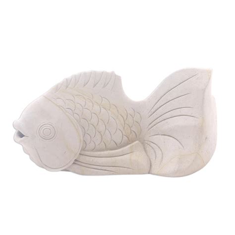 Handmade Stone Sea Life Sculpture Kaper Fish Novica
