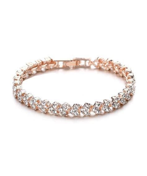 Women Fashion Heart Shaped Diamond Bracelet Rose Gold 4o85699613