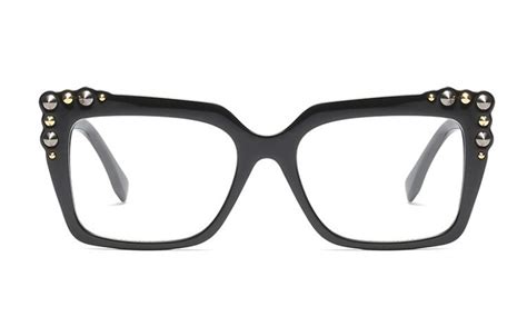 2018 lady square glasses women metal rivet cat eye glasses frames