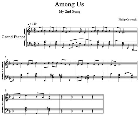 Among Us Sheet Music Piano Trombone Musescore Percussion Duet Sheet