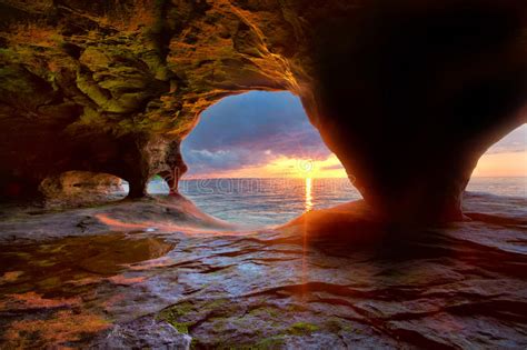 Sea Caves On Lake Superior Stock Photo Image Of Christmas 57632176